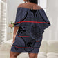 Basotho Blanket Off Shoulder Short Dress Lesotho Seanamarena Heritage - Serenity - African Pride