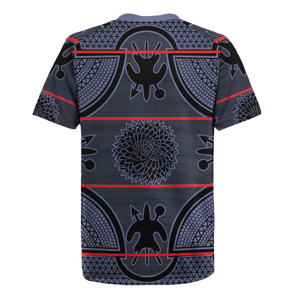 Basotho Blanket Rugby Jersey Lesotho Seanamarena Heritage - Serenity - African Pride