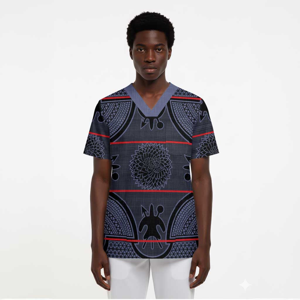 Lesotho Seanamarena Scrub Top Basotho Traditional Blanket Style - Serenity - African Pride