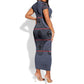 Basotho Blanket Short Sleeve Bodycon Dress Lesotho Seanamarena Heritage - Serenity - African Pride