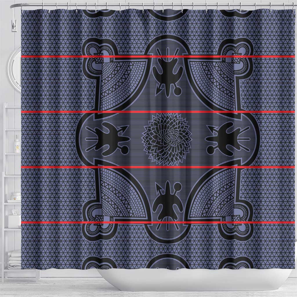 Basotho Blanket Shower Curtain Lesotho Seanamarena Heritage - Serenity - African Pride