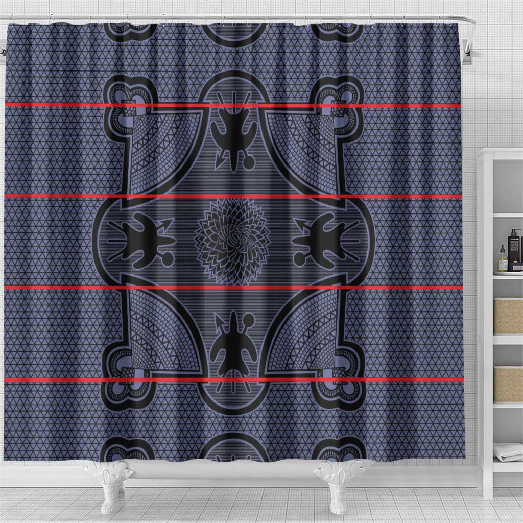 Basotho Blanket Shower Curtain Lesotho Seanamarena Heritage - Serenity - African Pride