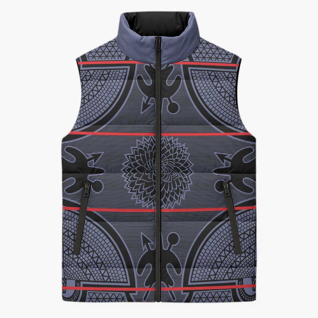 Lesotho Seanamarena Sleeveless Puffer Jacket Basotho Traditional Blanket Style - Serenity