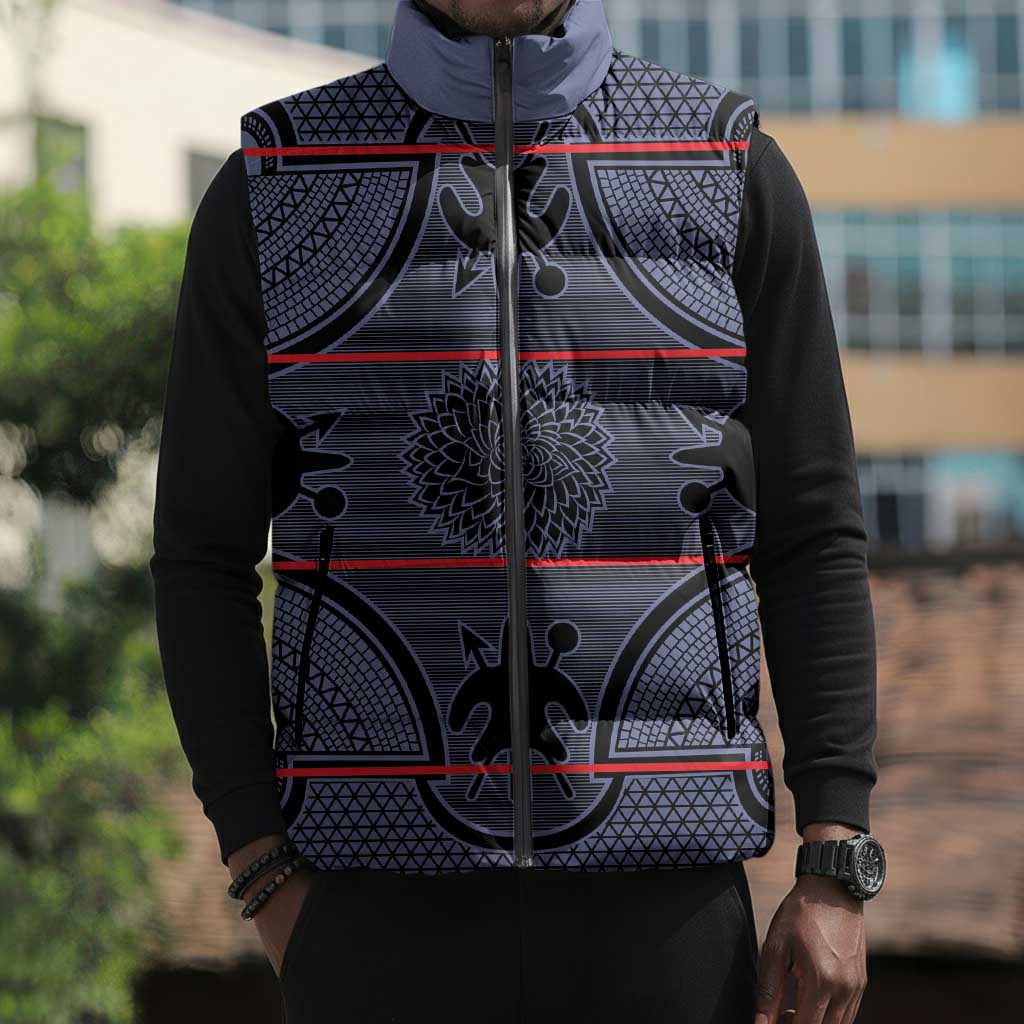 Lesotho Seanamarena Sleeveless Puffer Jacket Basotho Traditional Blanket Style - Serenity