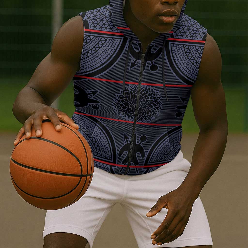 Basotho Blanket Sleeveless Zip Hoodie Lesotho Seanamarena Heritage - Serenity - African Pride