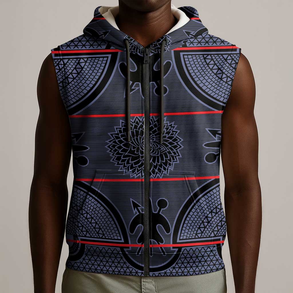 Basotho Blanket Sleeveless Zip Hoodie Lesotho Seanamarena Heritage - Serenity - African Pride