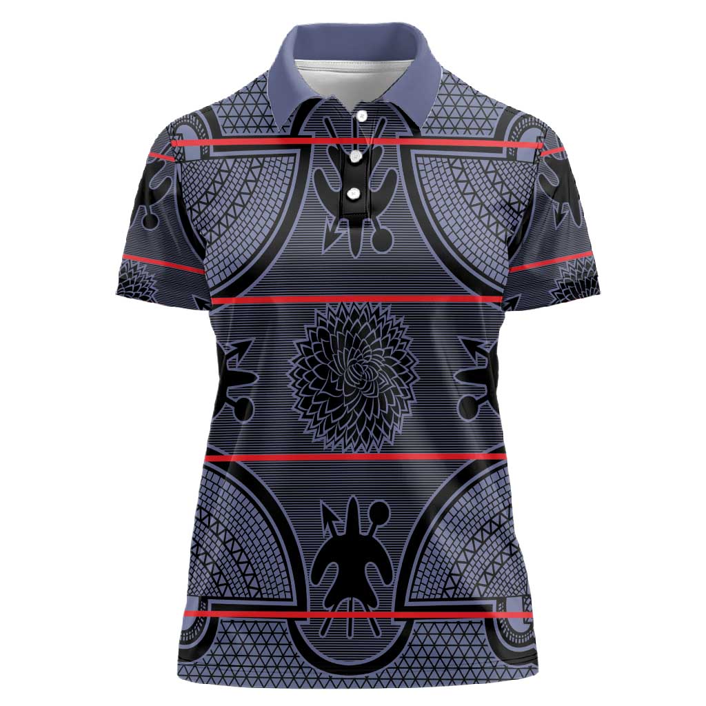 Basotho Blanket Women Polo Shirt Lesotho Seanamarena Heritage - Serenity - African Pride