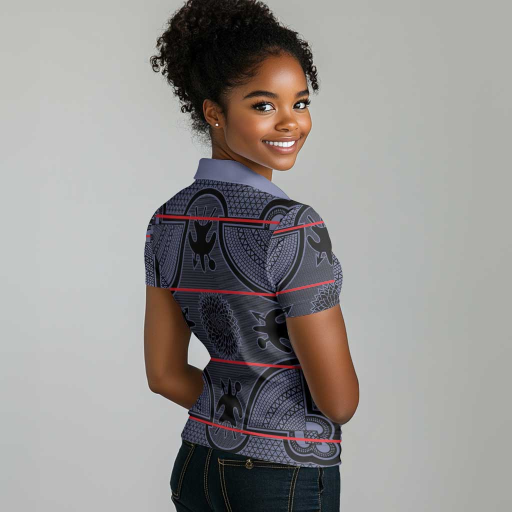 Basotho Blanket Women Polo Shirt Lesotho Seanamarena Heritage - Serenity - African Pride