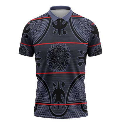 Lesotho Seanamarena Zipper Polo Shirt Basotho Traditional Blanket Style - Serenity