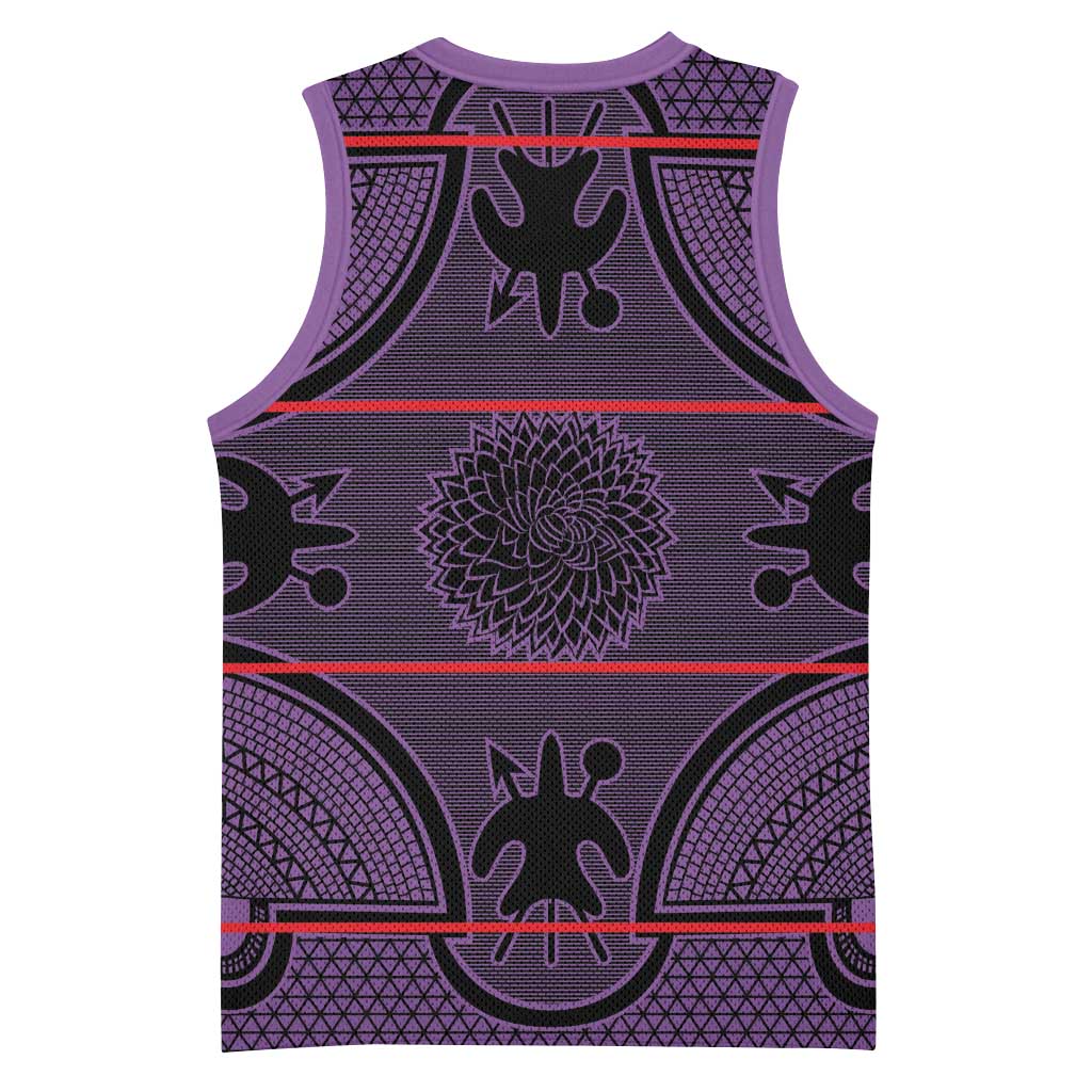Basotho Blanket Basketball Jersey Lesotho Seanamarena Heritage - Violet LT15