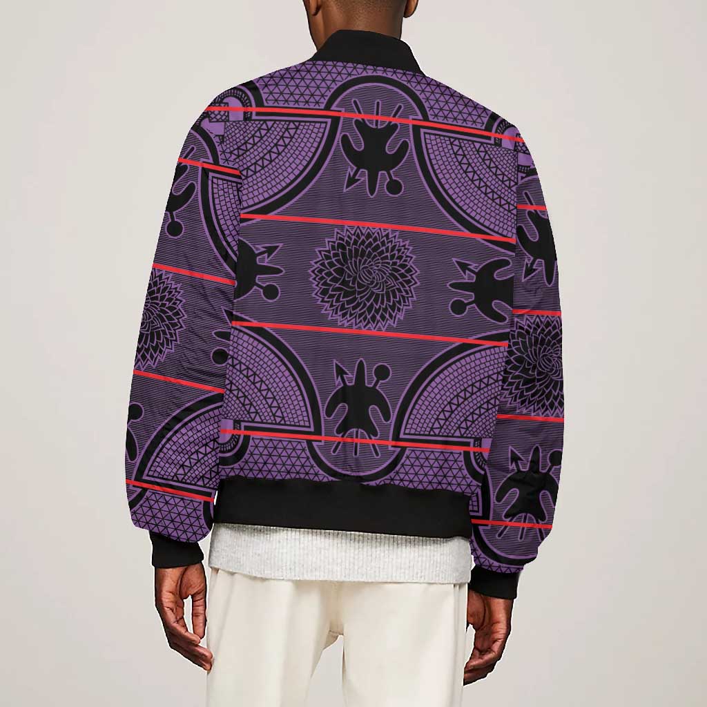 Basotho Blanket Bomber Jacket Lesotho Seanamarena Heritage - Violet - African Pride