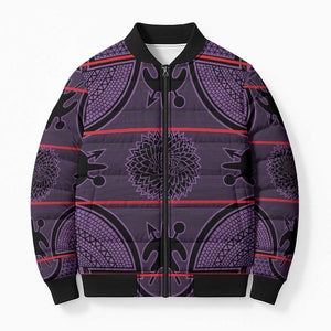 Lesotho Seanamarena Bomber Puffer Jacket Basotho Traditional Blanket Style - Violet