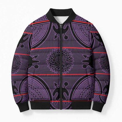 Lesotho Seanamarena Bomber Puffer Jacket Basotho Traditional Blanket Style - Violet