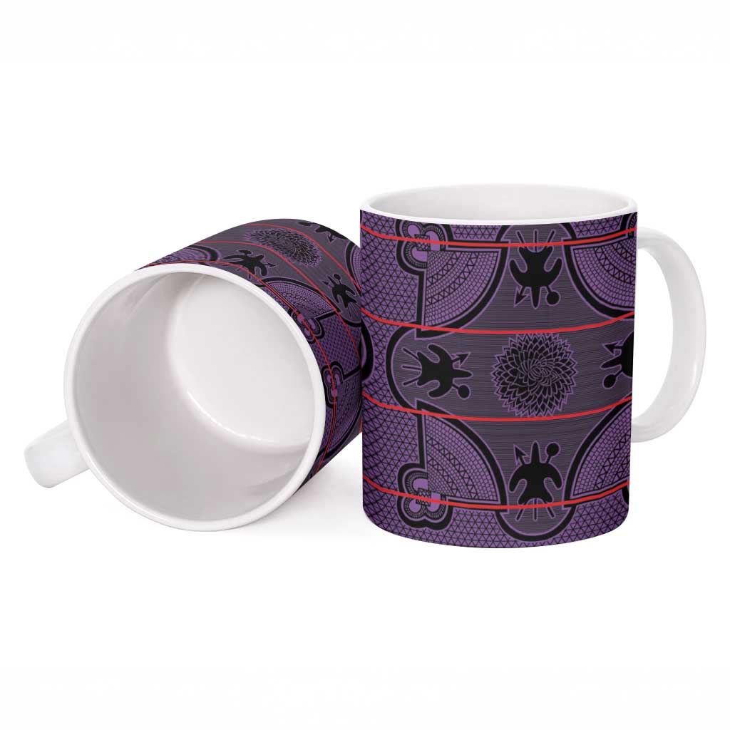 Lesotho Seanamarena Ceramic Mug Basotho Traditional Blanket Style - Violet