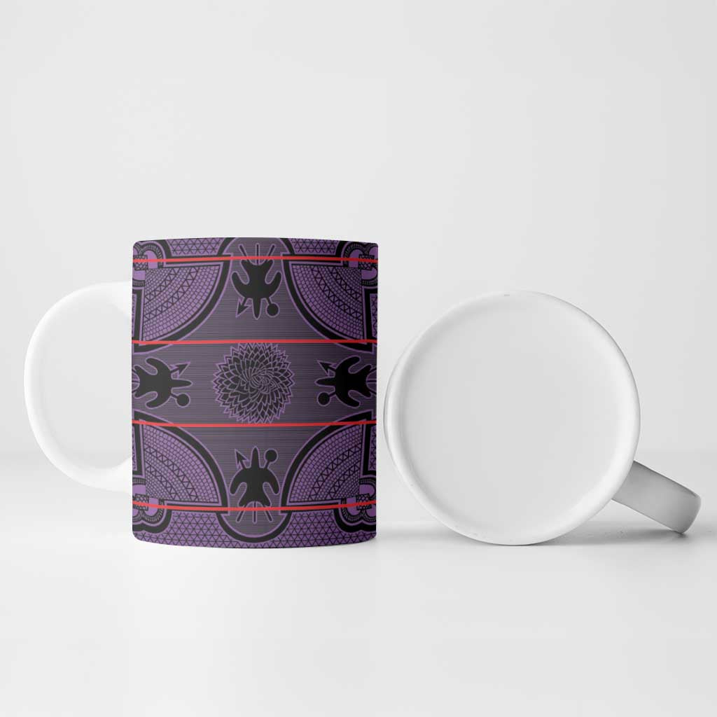 Lesotho Seanamarena Ceramic Mug Basotho Traditional Blanket Style - Violet