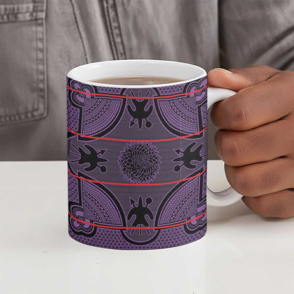 Lesotho Seanamarena Ceramic Mug Basotho Traditional Blanket Style - Violet