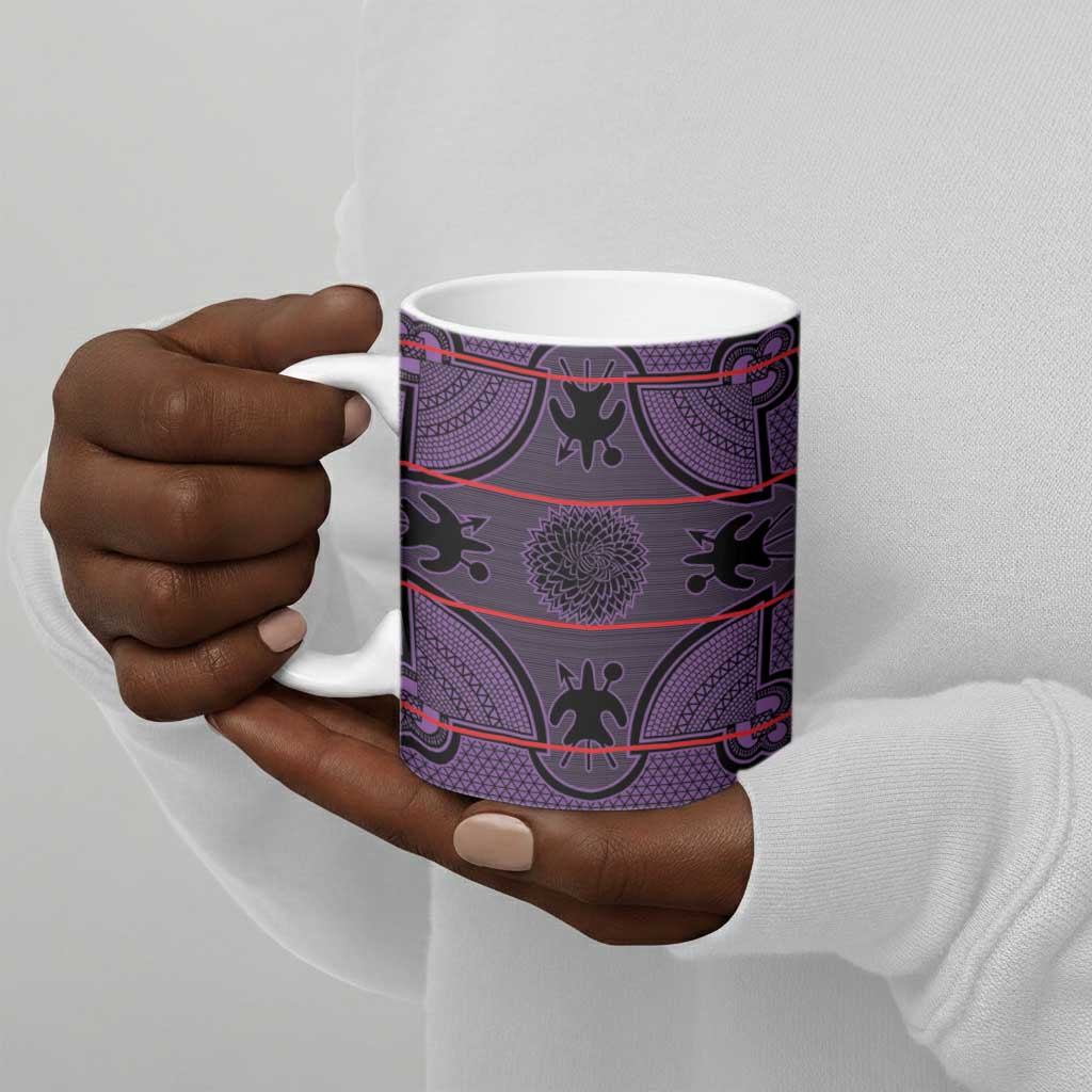 Lesotho Seanamarena Ceramic Mug Basotho Traditional Blanket Style - Violet