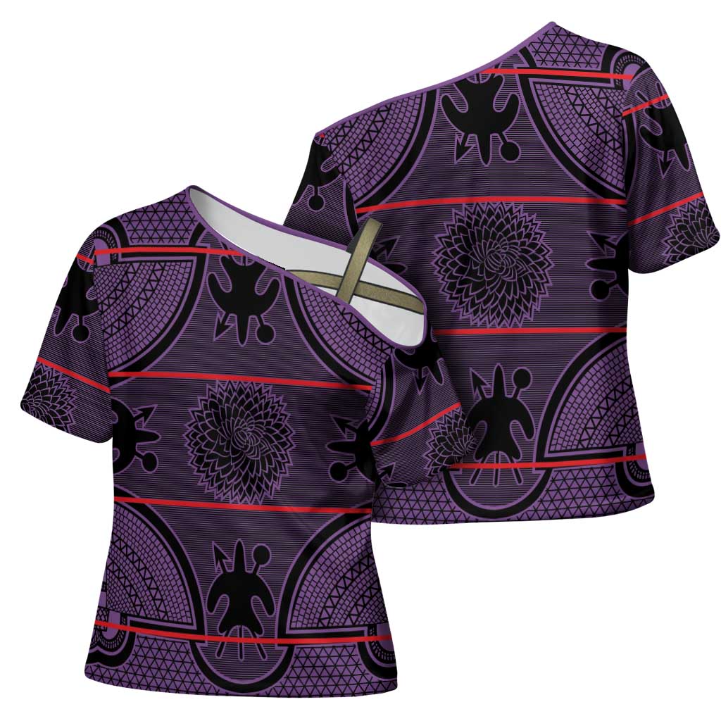 Lesotho Seanamarena Cross Shoulder Shirt Basotho Traditional Blanket Style - Violet