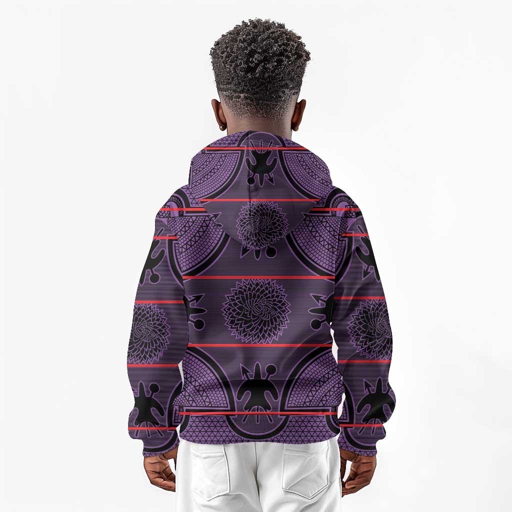Basotho Blanket Kid Hoodie Lesotho Seanamarena Heritage - Violet - African Pride