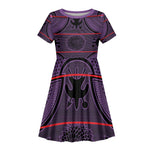 Basotho Blanket Kid Short Sleeve Dress Lesotho Seanamarena Heritage - Violet - African Pride