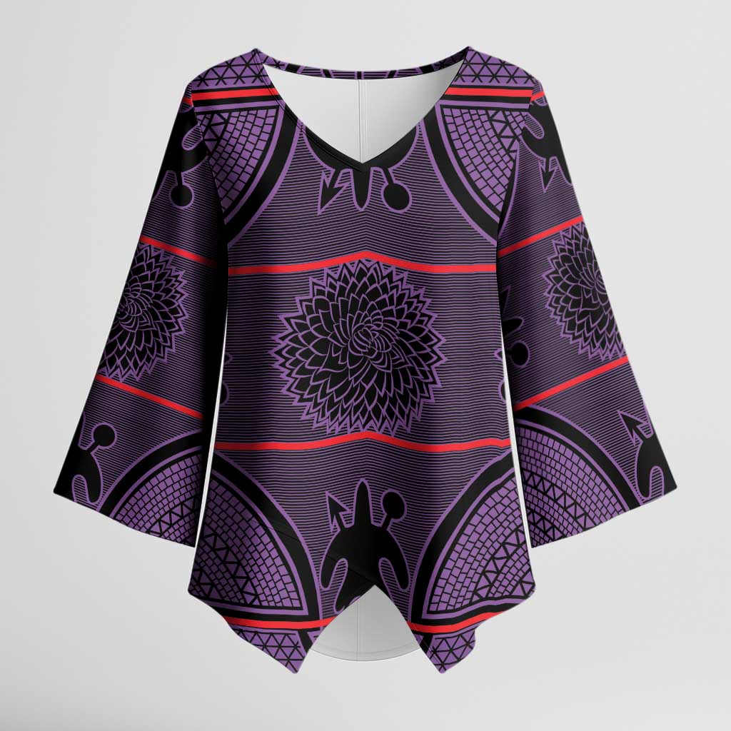 Lesotho Seanamarena Kimono Sleeve Blouse Basotho Traditional Blanket Style - Violet