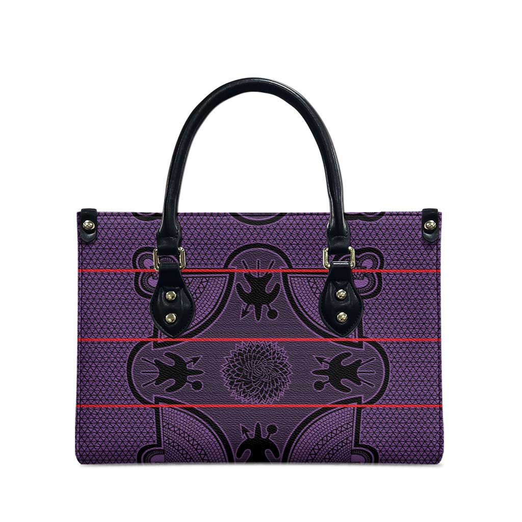 Lesotho Seanamarena Leather Bag Basotho Traditional Blanket Style - Violet