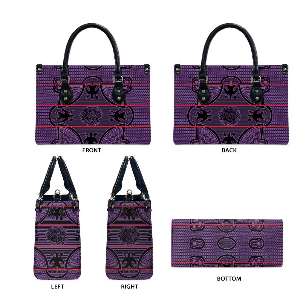 Lesotho Seanamarena Leather Bag Basotho Traditional Blanket Style - Violet