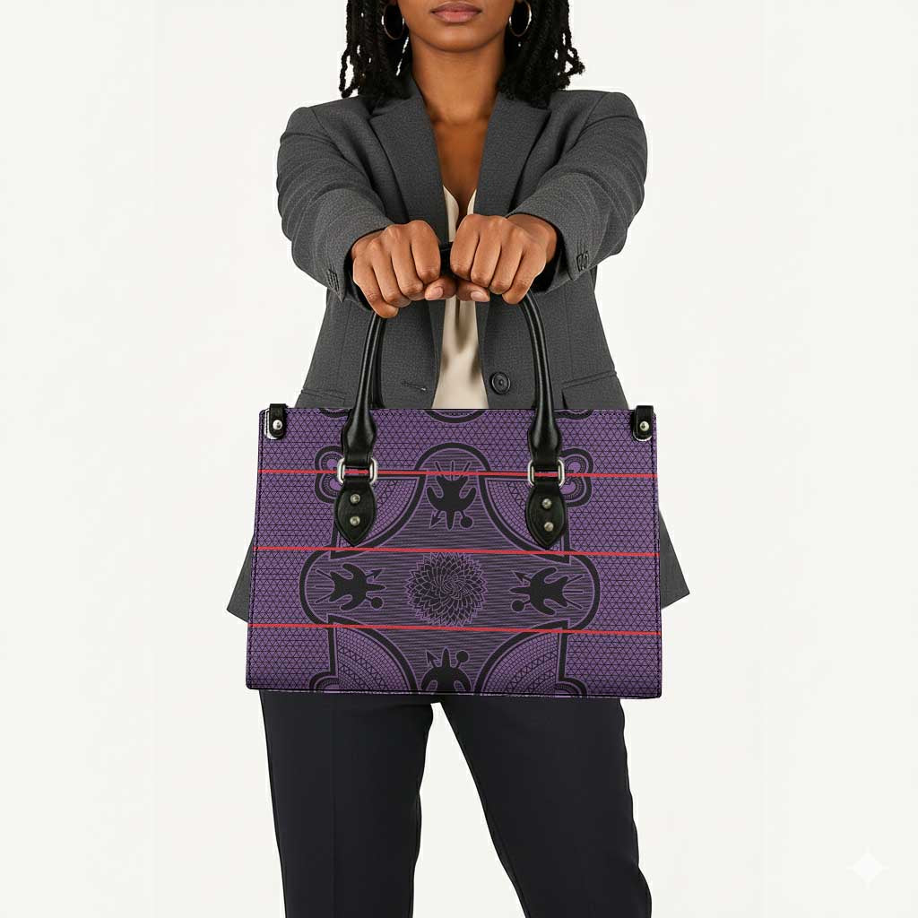 Lesotho Seanamarena Leather Bag Basotho Traditional Blanket Style - Violet