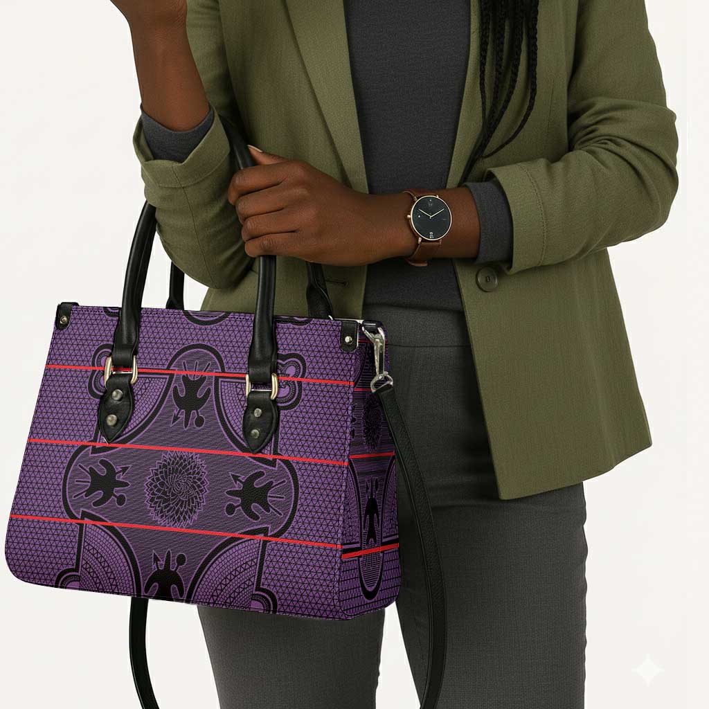 Lesotho Seanamarena Leather Bag Basotho Traditional Blanket Style - Violet