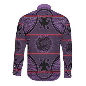 Basotho Blanket Long Sleeve Button Shirt Lesotho Seanamarena Heritage - Violet - African Pride