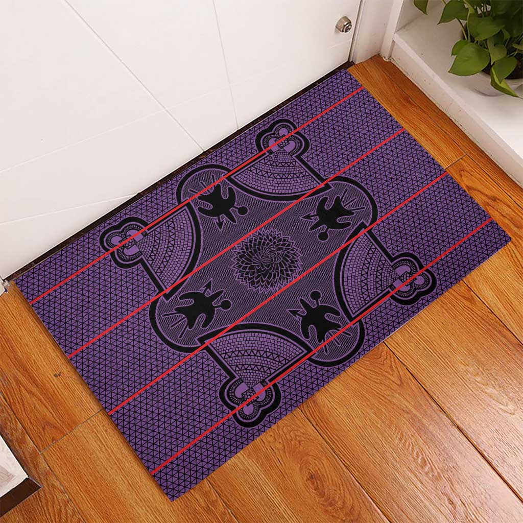 Basotho Blanket Rubber Doormat Lesotho Seanamarena Heritage - Violet - African Pride