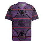 Basotho Blanket Rugby Jersey Lesotho Seanamarena Heritage - Violet - African Pride