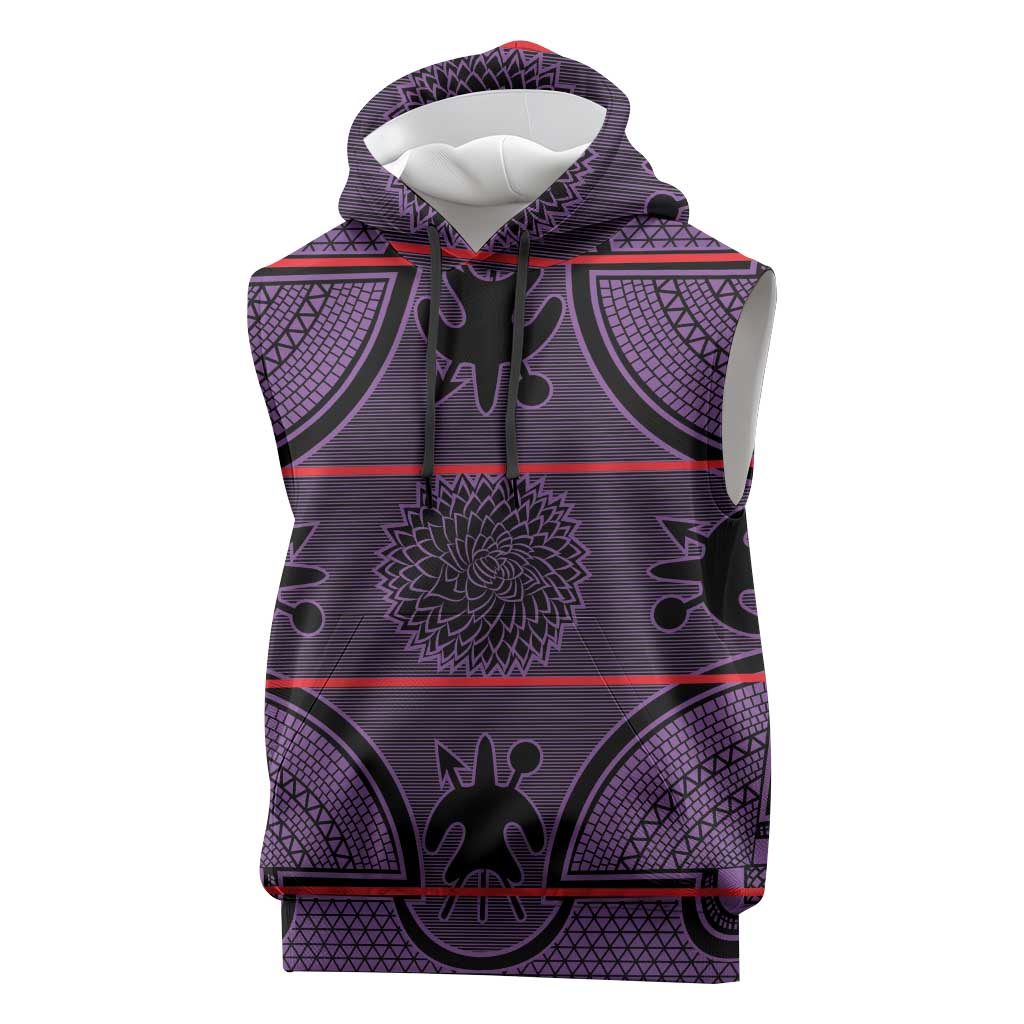 Basotho Blanket Sleeveless Hoodie Lesotho Seanamarena Heritage - Violet - African Pride