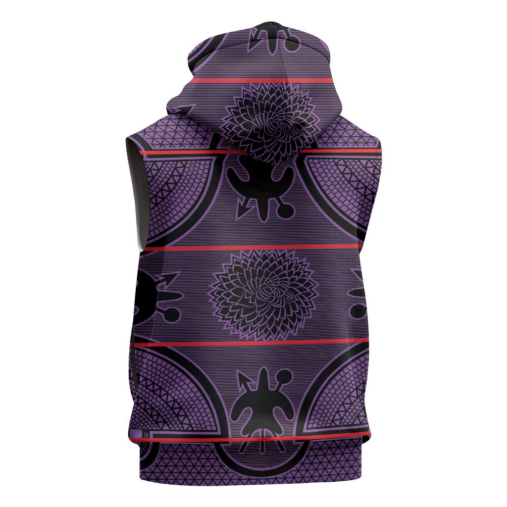 Basotho Blanket Sleeveless Hoodie Lesotho Seanamarena Heritage - Violet - African Pride