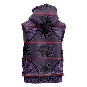 Basotho Blanket Sleeveless Hoodie Lesotho Seanamarena Heritage - Violet - African Pride