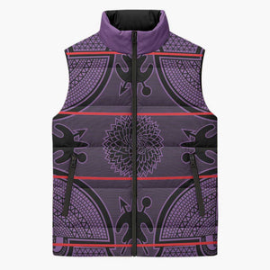Lesotho Seanamarena Sleeveless Puffer Jacket Basotho Traditional Blanket Style - Violet