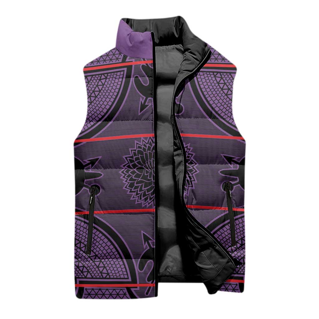 Lesotho Seanamarena Sleeveless Puffer Jacket Basotho Traditional Blanket Style - Violet