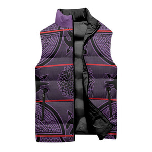 Lesotho Seanamarena Sleeveless Puffer Jacket Basotho Traditional Blanket Style - Violet