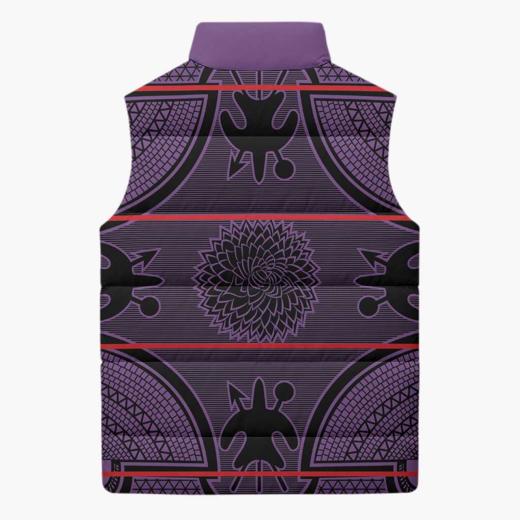 Lesotho Seanamarena Sleeveless Puffer Jacket Basotho Traditional Blanket Style - Violet