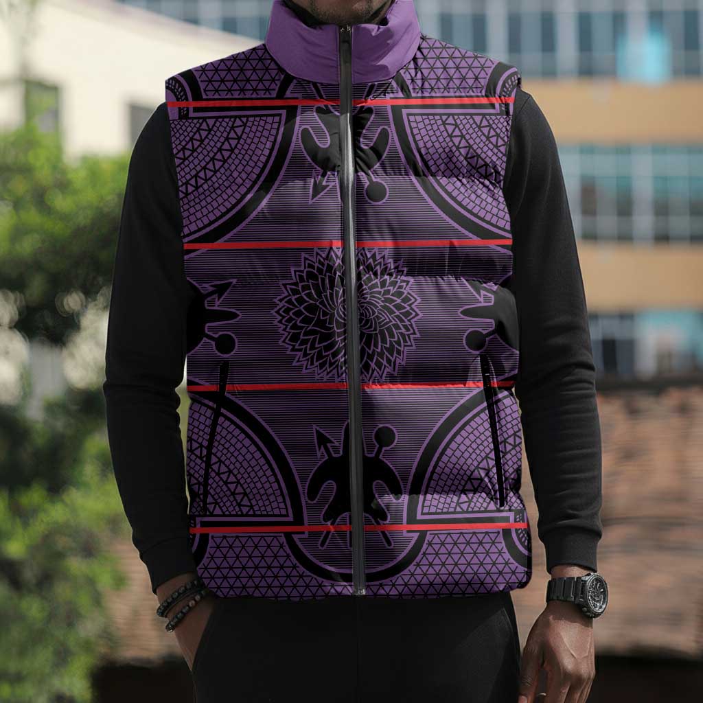 Lesotho Seanamarena Sleeveless Puffer Jacket Basotho Traditional Blanket Style - Violet