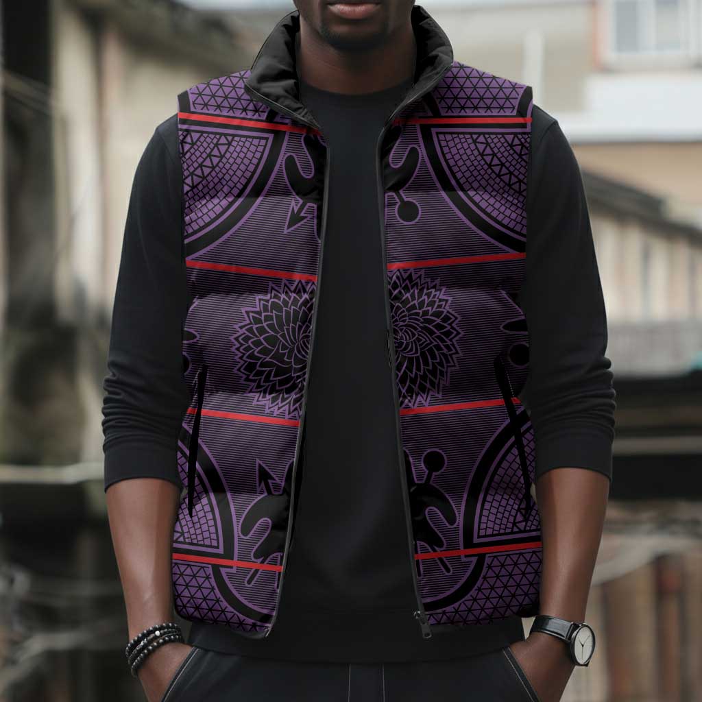 Lesotho Seanamarena Sleeveless Puffer Jacket Basotho Traditional Blanket Style - Violet
