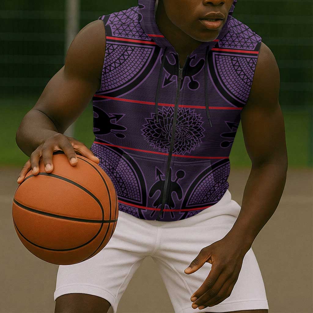 Basotho Blanket Sleeveless Zip Hoodie Lesotho Seanamarena Heritage - Violet - African Pride