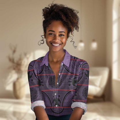 Basotho Blanket Women Casual Shirt Lesotho Seanamarena Heritage - Violet - African Pride