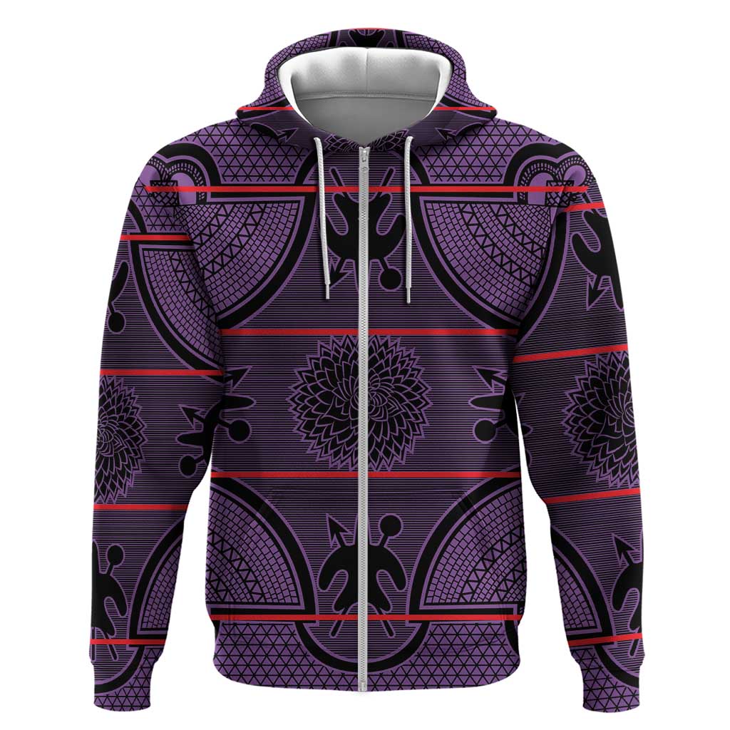 Basotho Blanket Zip Hoodie Lesotho Seanamarena Heritage - Violet - African Pride