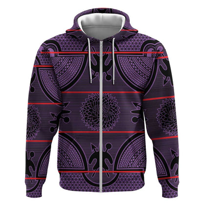 Basotho Blanket Zip Hoodie Lesotho Seanamarena Heritage - Violet - African Pride