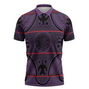 Lesotho Seanamarena Zipper Polo Shirt Basotho Traditional Blanket Style - Violet