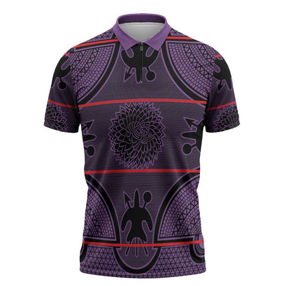 Lesotho Seanamarena Zipper Polo Shirt Basotho Traditional Blanket Style - Violet