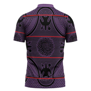 Lesotho Seanamarena Zipper Polo Shirt Basotho Traditional Blanket Style - Violet
