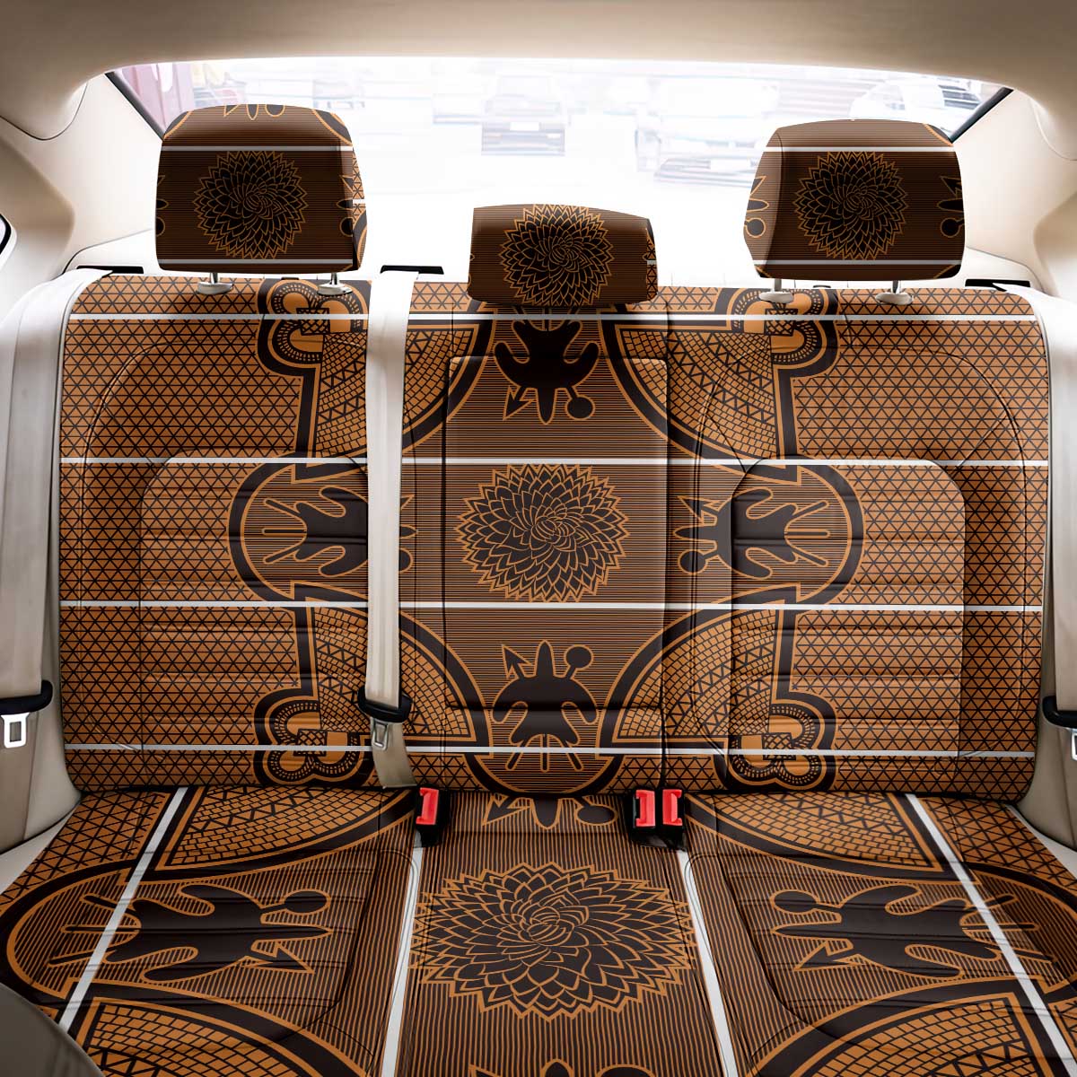 Basotho Blanket Back Car Seat Cover Lesotho Seanamarena Heritage - Orange - African Pride