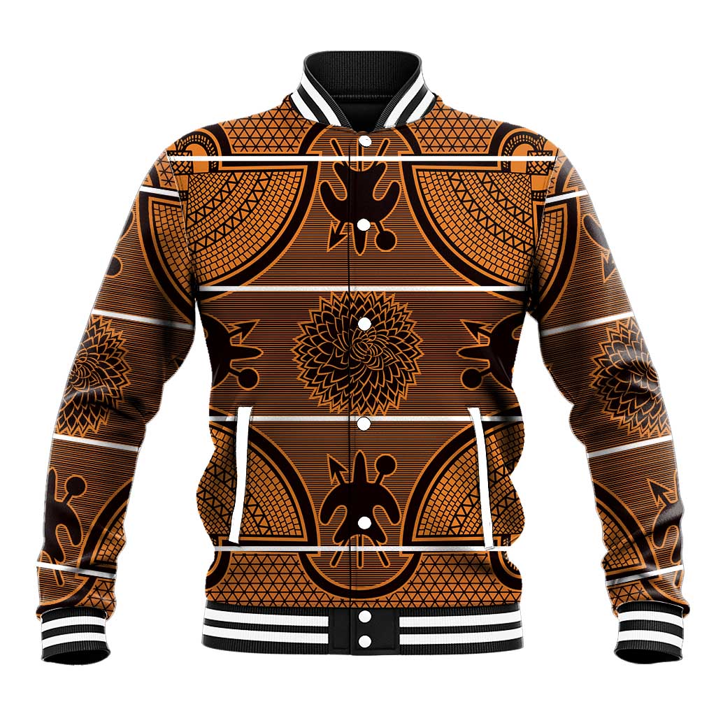 Basotho Blanket Baseball Jacket Lesotho Seanamarena Heritage - Orange - African Pride